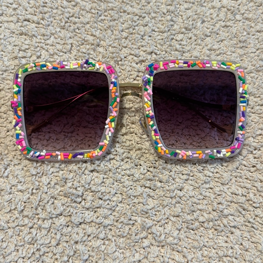 Sprinkle sunglasses!! Fun rainbow sprinkle huge retro square glasses pride